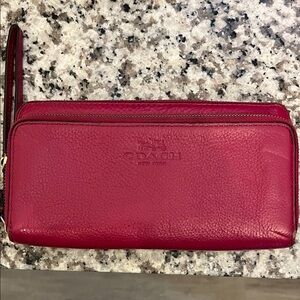 Coach Fuchsia Leather Wristlet